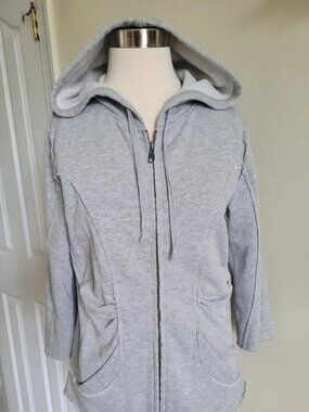 Free People Zipper Front Grey Oversized Hoodie size XS
